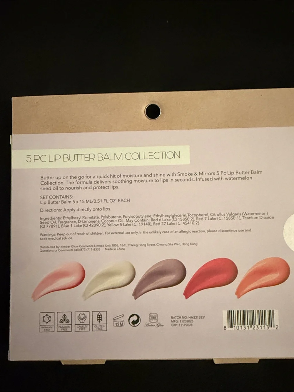 Smoke & Mirrors 5pc Lip Butter Balm Collection - Assorted Pinks & Nudes